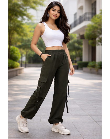 Urban streetwear combining sporty comfort with utilitarian fashion.