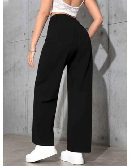 Urban Chic High-Waist Wide Leg Black Jeans