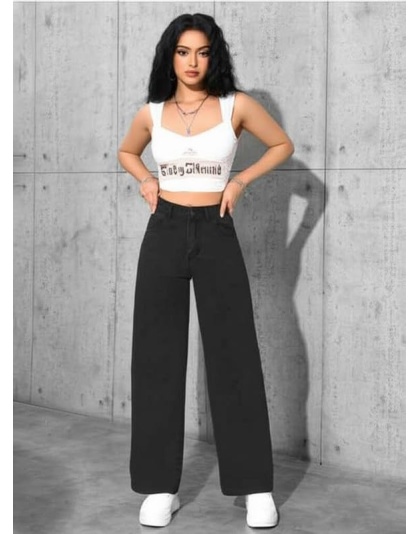 Urban Chic High-Waist Wide Leg Black Jeans