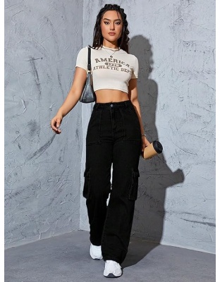 Midnight Fade High-Waist Wide Leg Black Jeans