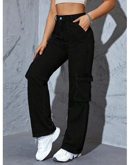 Midnight Fade High-Waist Wide Leg Black Jeans