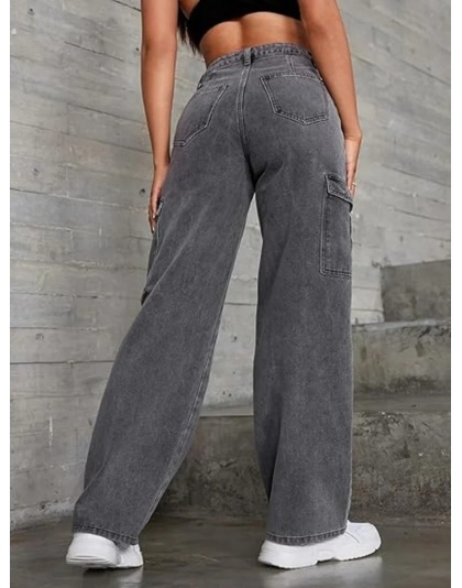 Urban Drift High-Waist Grey Cargo Jeans
