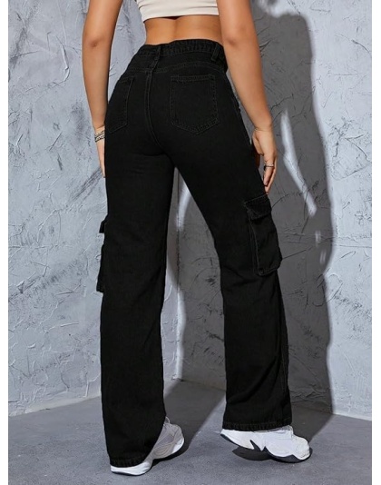 Midnight Fade High-Waist Wide Leg Black Jeans