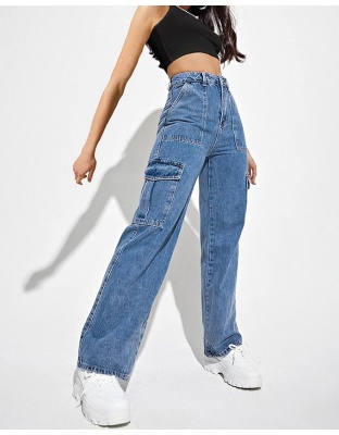 Women’s High-Rise Blue Straight Fit Jeans