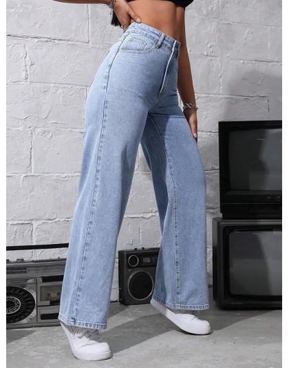 Women’s Light Blue High-Rise Wide Leg Denim Jeans