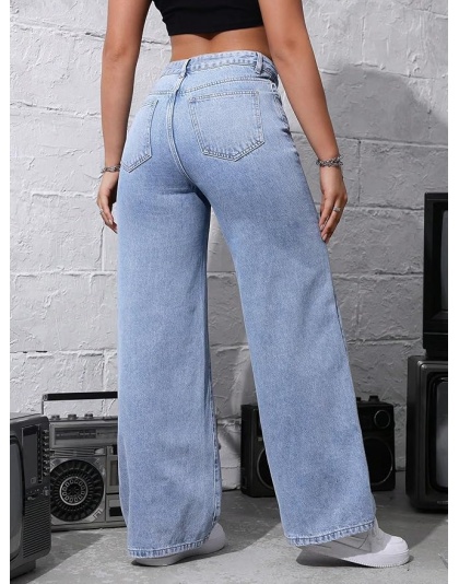 Women’s Light Blue High-Rise Wide Leg Denim Jeans