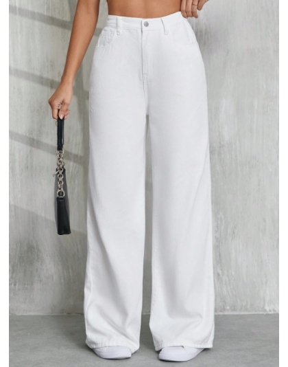 Women’s High-Rise White Wide Leg Denim Jeans