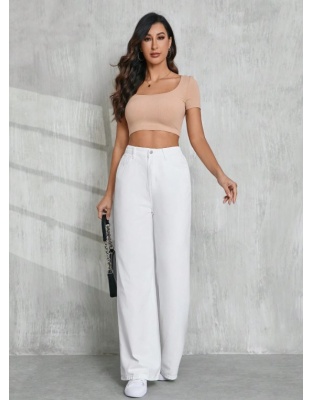 Women’s High-Rise White Wide Leg Denim Jeans