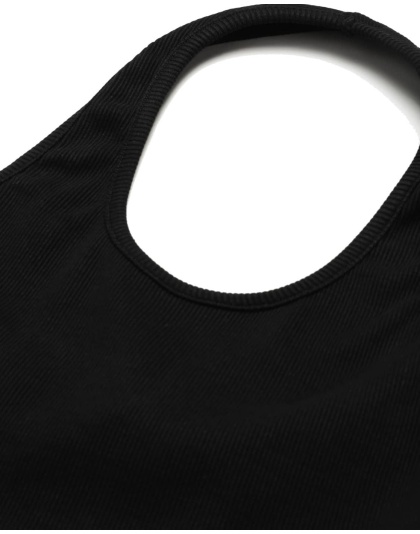 Women’s Black Ribbed Halter Neck Crop Top