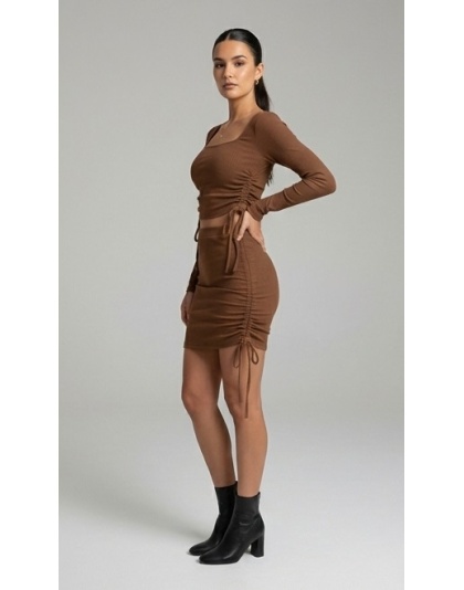 Acoustix Velvet Cocoa Mocha Muse Ruched Co-Ord Set