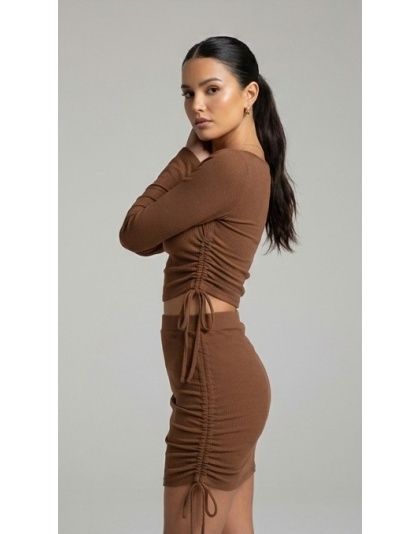 Acoustix Velvet Cocoa Mocha Muse Ruched Co-Ord Set