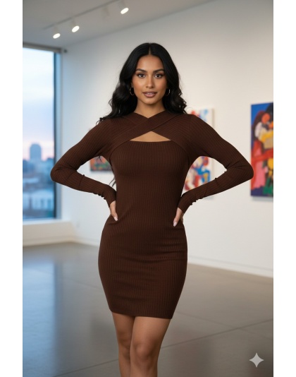 Womens Velora Cross-Neck Mini Dress