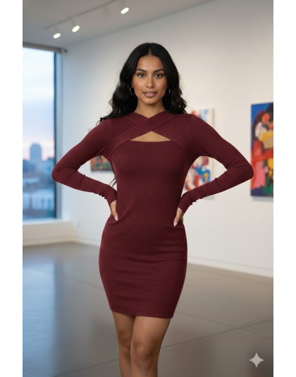 Womens Velora Cross-Neck Mini Dress