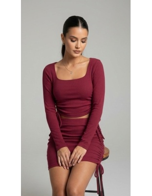Acoustix Wine Whisper Ruched Co-Ord Set