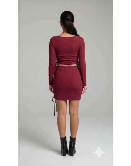 Acoustix Wine Whisper Ruched Co-Ord Set