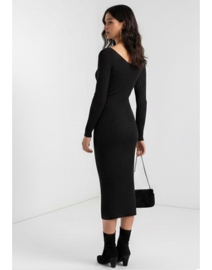 Acoustix Black Solid Viscose Dress