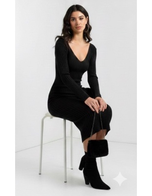 Acoustix Black Solid Viscose Dress