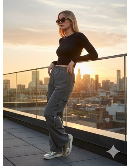 Nextin StreetEase Dark Grey Women Cargo