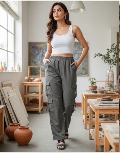 TrendCore Women’s Adjustable Dark Grey Cargo Bottom