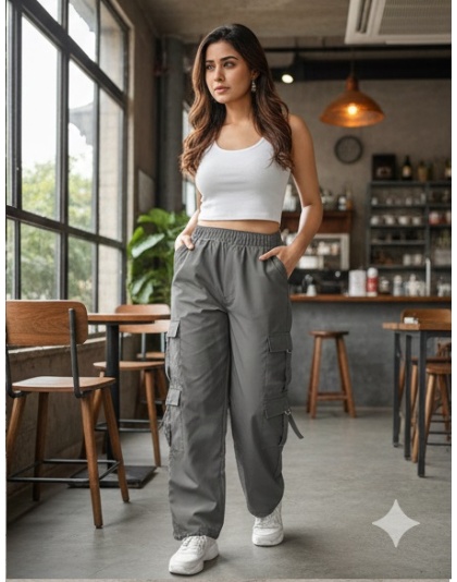 TrendCore Women’s Adjustable Dark Grey Cargo Bottom