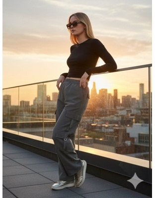 UrbanMove Women Relaxed Fit Dark Grey Cargo