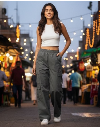 UrbanMove Women Relaxed Fit Dark Grey Cargo