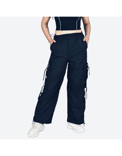 Women's Mid-Rise Regular Fit Full-Length Jeans Cargos with 6 Pockets