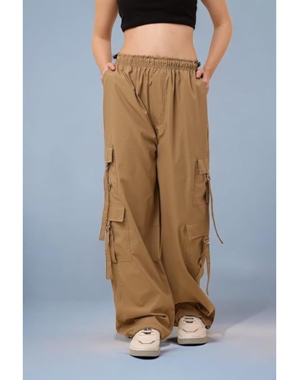 Women's Wide-Leg Cargo Pants Lightweight and Comfortable Fit
