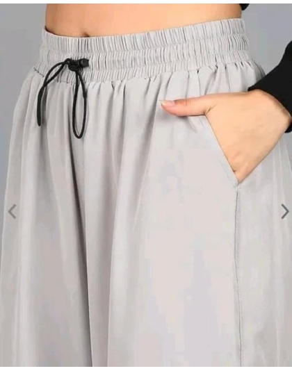 High Waist Cotton Trousers for Women – Flared Parachute Pants with Side Pockets